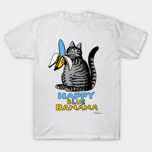 B kliban cat- cat eats banana T-Shirt